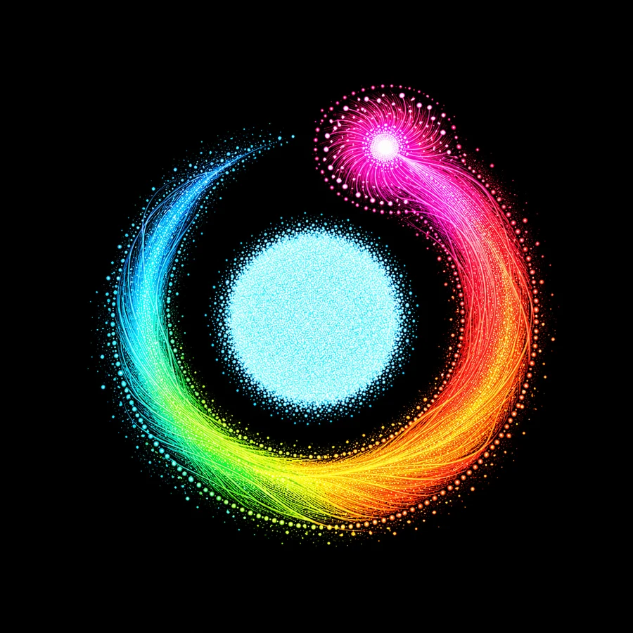 Endow: a pale blue disc inside an open ring of colored wires